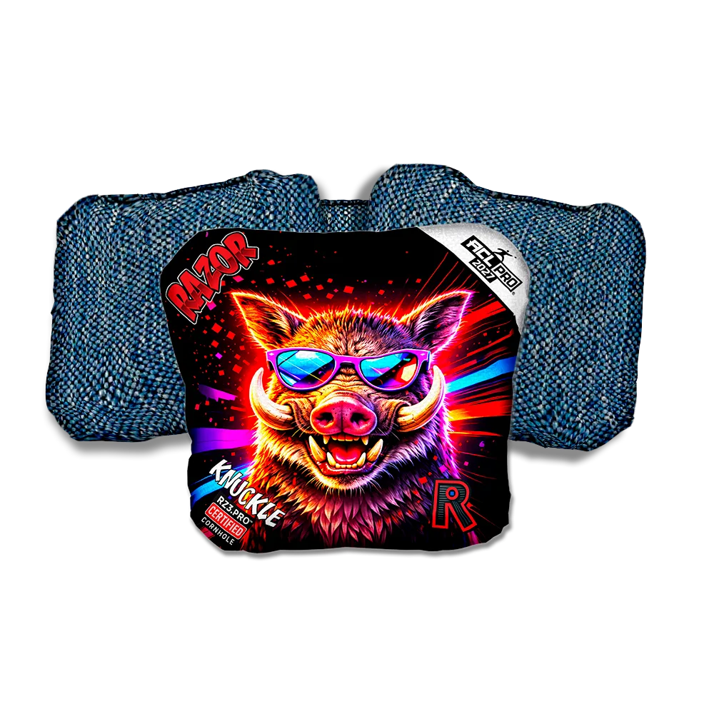 Knuckle PRO Worthog Party Animals Blue Back Cornhole Bags