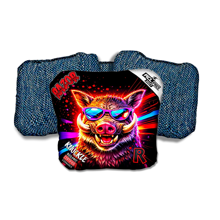 Knuckle PRO Worthog Party Animals Blue Back Cornhole Bags