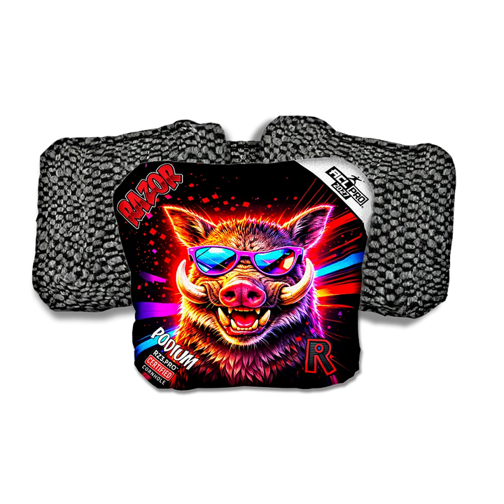 Podium PRO Worthog Party Animals Black Back Cornhole Bags