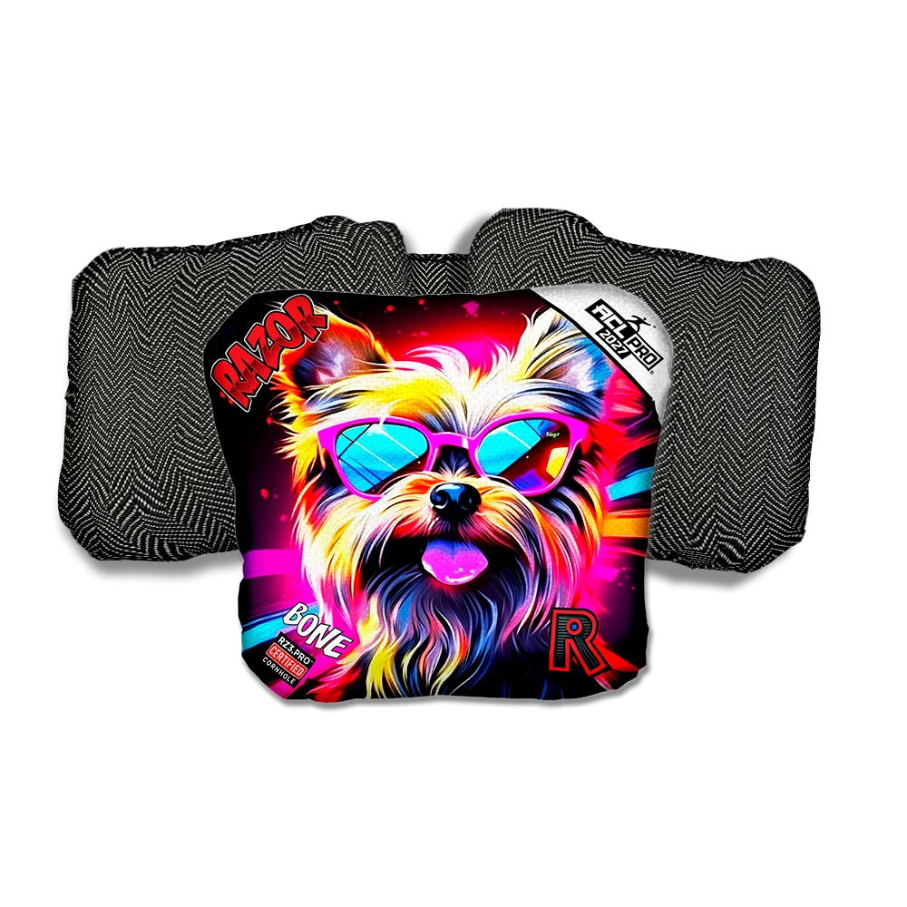 Bone PRO Yorkie Black Back Cornhole Bags