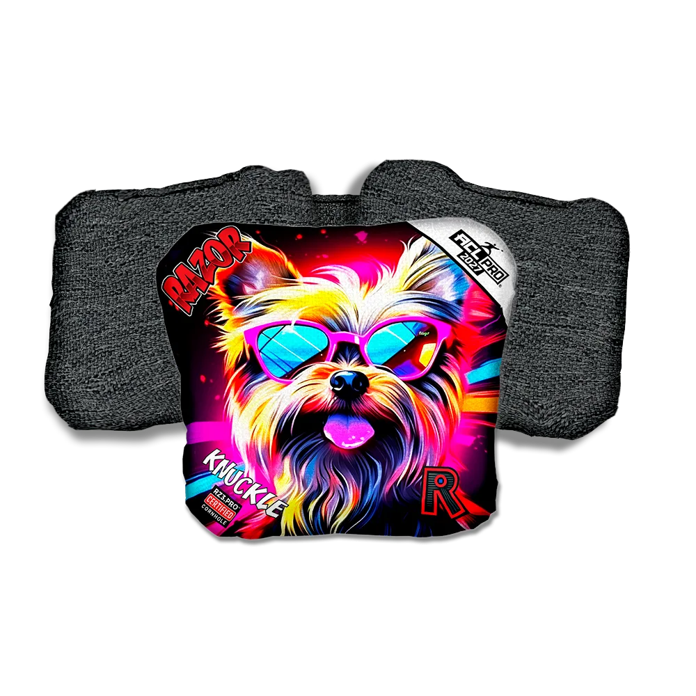 Knuckle PRO Yorkie Black Back Cornhole Bags