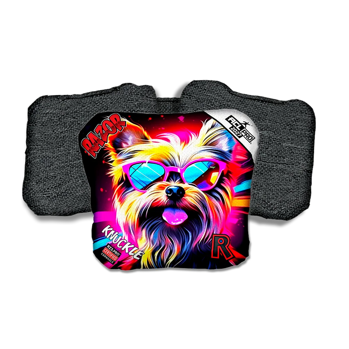 Knuckle PRO Yorkie Black Back Cornhole Bags
