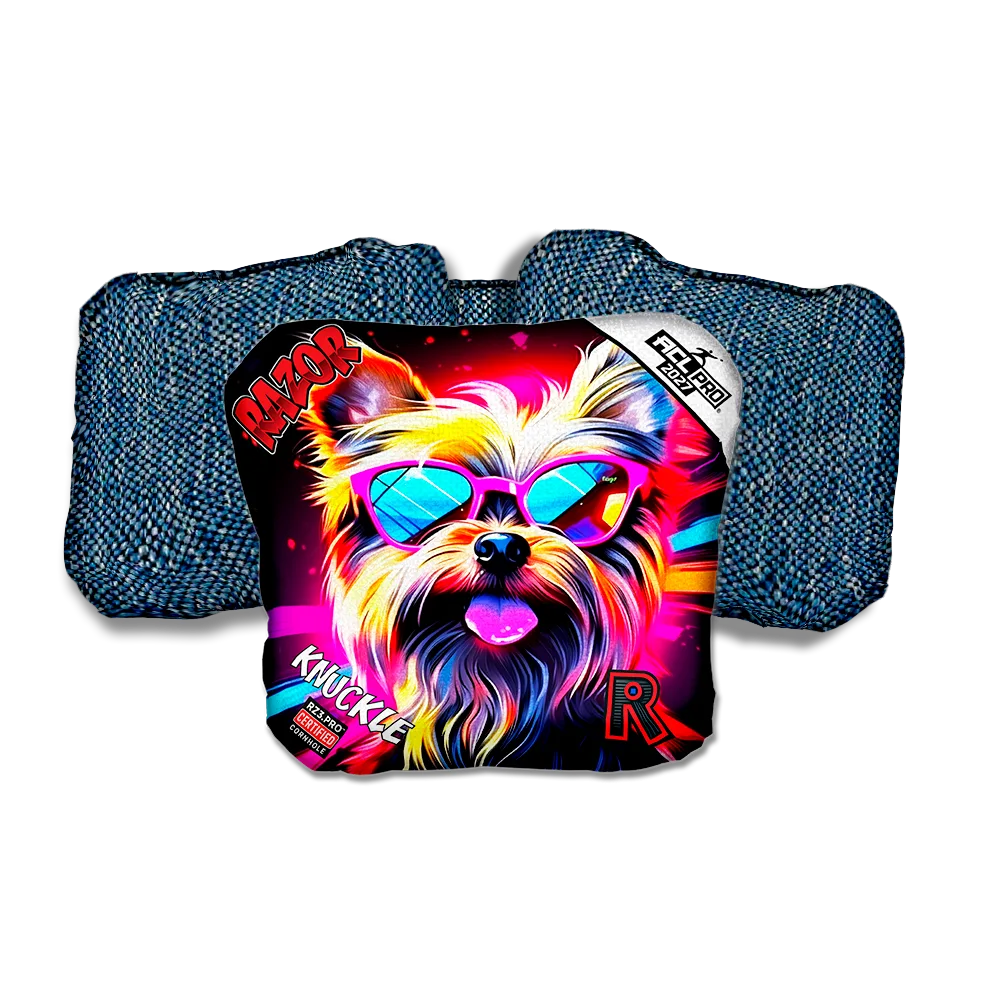 Knuckle PRO Yorkie Blue Back Cornhole Bags