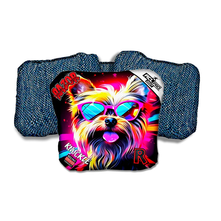 Knuckle PRO Yorkie Blue Back Cornhole Bags